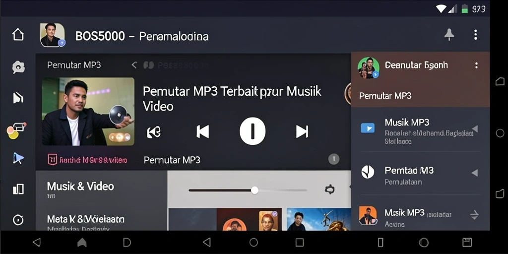 Antarmuka BOS5000 yang bersih dan modern untuk Pemutar MP3.