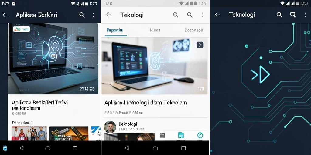 Antarmuka aplikasi D73 menampilkan berita teknologi terbaru.