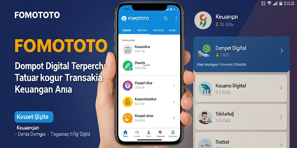 Antarmuka aplikasi FOMOTOTO yang mudah digunakan untuk transaksi keuangan.