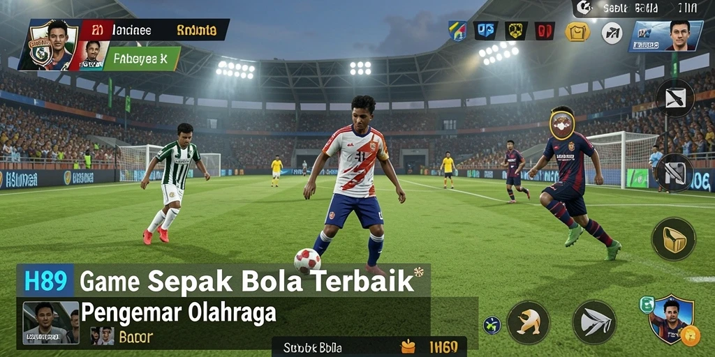 Antarmuka H89 yang menampilkan aksi seru di lapangan sepak bola.