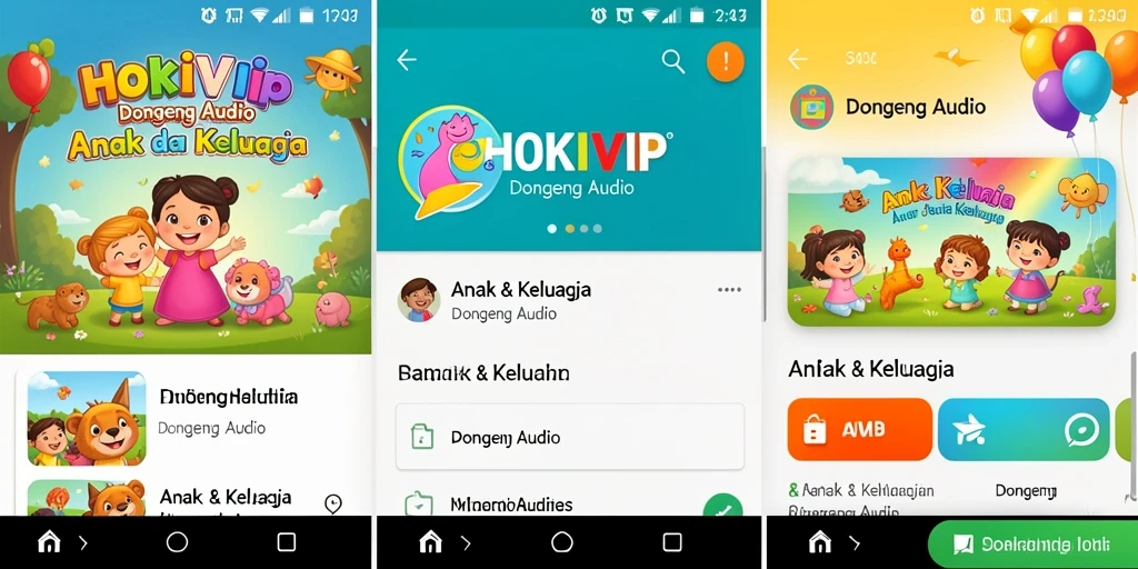 Tampilan antarmuka HOKIVIP dengan berbagai pilihan dongeng audio.