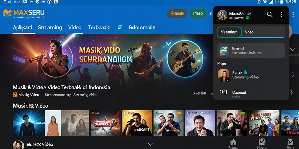 Tampilan antarmuka aplikasi MAXSERU yang menarik dan fungsional untuk Streaming Video.