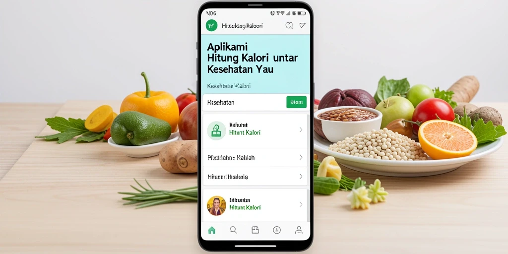 Antarmuka aplikasi N06 yang menarik dan informatif untuk menghitung kalori.