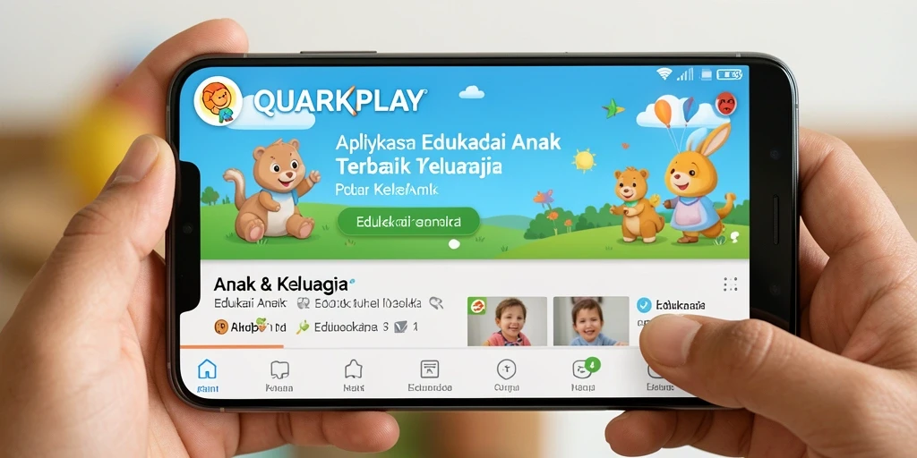 Tampilan antarmuka QUARKPLAY yang menarik dan ramah anak.