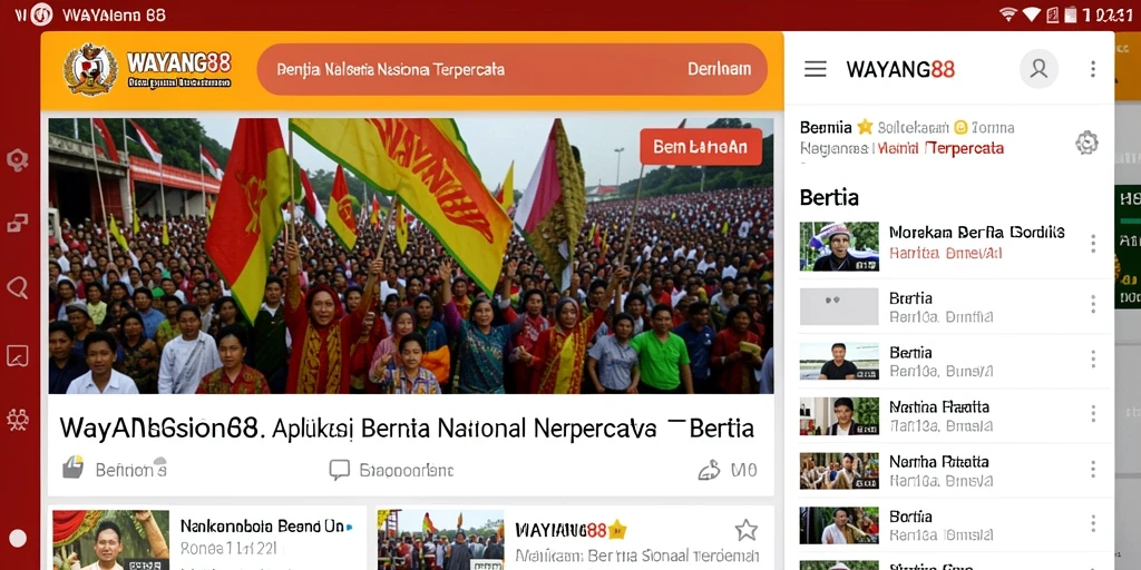 Antarmuka aplikasi WAYANG88 menampilkan berita nasional terkini.